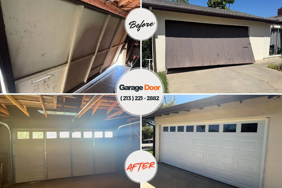 Before and after: garage door repair West Hammond, NM